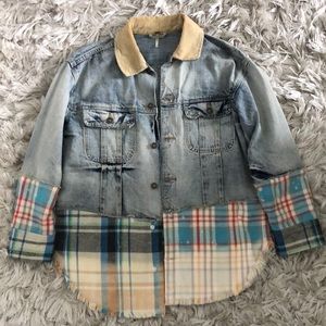 Free People Oversized Denim/Flannel Shirt Jacket